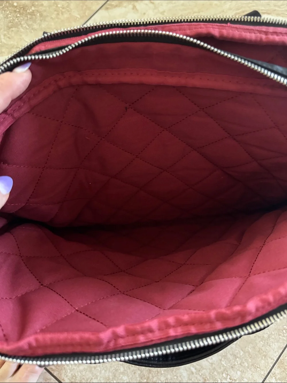 Black Quilted‎ Laptop Messenger Bag by PT